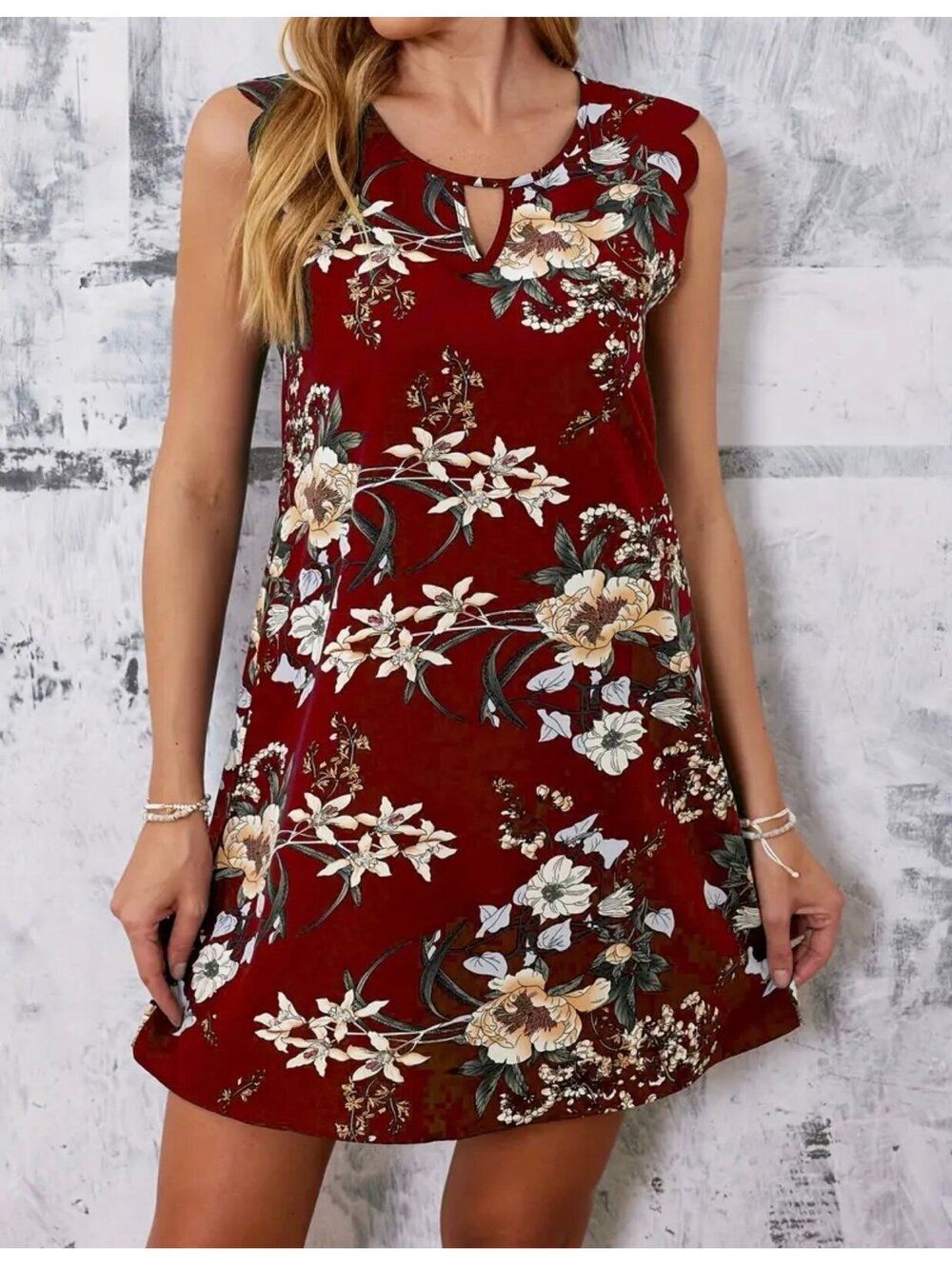New - Gorgeous Floral Print A-Line Sleeveless Summer Dress - Size L 8/10